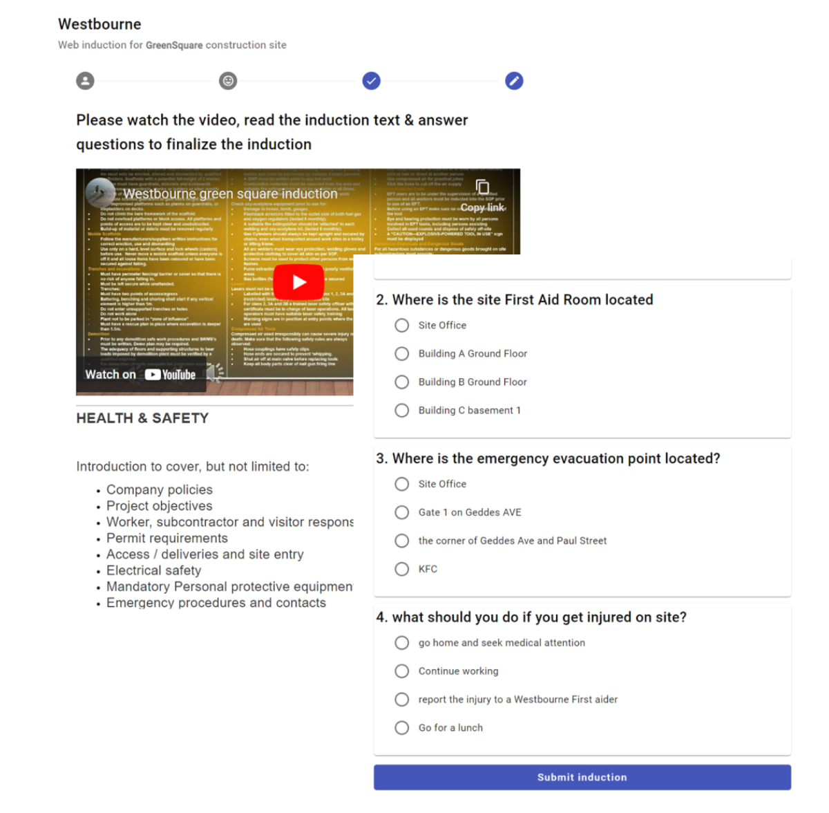 Flexible induction and sign in - User manual